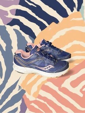 Saucony Women's Navy with Pink Trim Running Sneakers